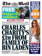 The Mail on Sunday front page for 31 July 2022