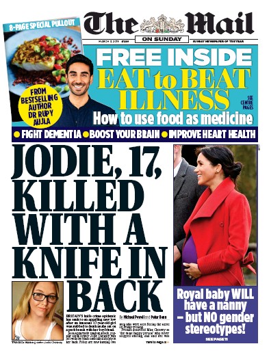 The Mail on Sunday Newspaper Front Page (UK) for 3 March 2019