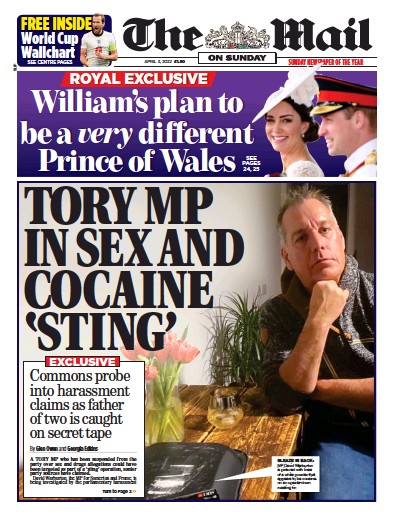 The Mail on Sunday Newspaper Front Page (UK) for 3 April 2022
