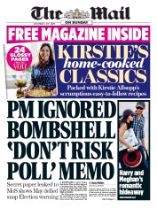 The Mail on Sunday (UK) Newspaper Front Page for 3 September 2017