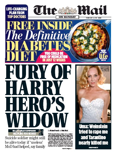 The Mail on Sunday Newspaper Front Page (UK) for 4 February 2018