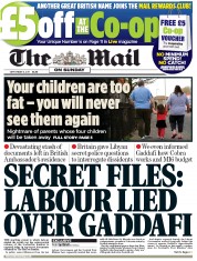 The Mail on Sunday (UK) Newspaper Front Page for 4 September 2011