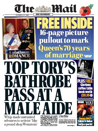 The Mail on Sunday Newspaper Front Page (UK) for 5 November 2017