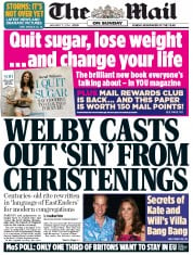 The Mail on Sunday (UK) Newspaper Front Page for 5 January 2014