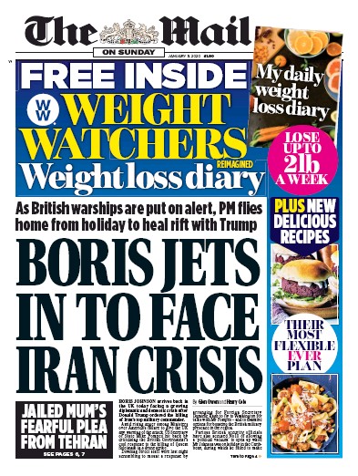 The Mail on Sunday Newspaper Front Page (UK) for 5 January 2020