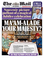 The Mail on Sunday front page for 5 June 2022