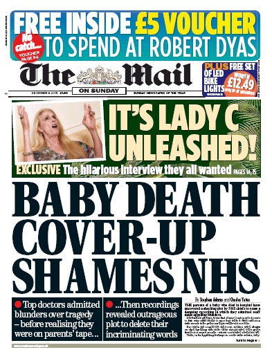 The Mail on Sunday Newspaper Front Page (UK) for 6 December 2015