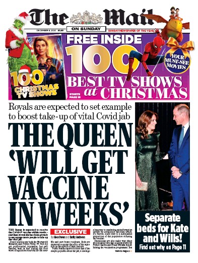 The Mail on Sunday Newspaper Front Page (UK) for 6 December 2020
