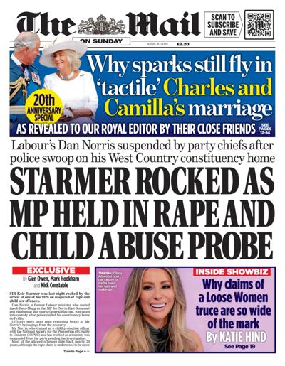 The Mail on Sunday Newspaper Front Page (UK) for 6 April 2025