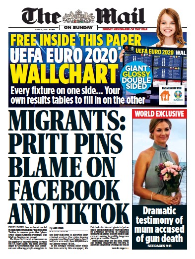The Mail on Sunday Newspaper Front Page (UK) for 6 June 2021
