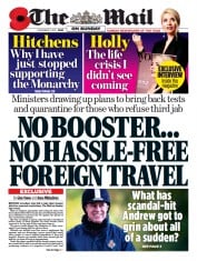 The Mail on Sunday front page for 7 November 2021
