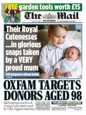 The Mail on Sunday Newspaper Front Page (UK) for 7 June 2015