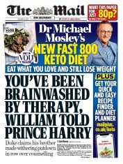 The Mail on Sunday front page for 8 January 2023