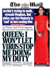 The Mail on Sunday (UK) Newspaper Front Page for 8 March 2020