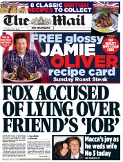 The Mail on Sunday (UK) Newspaper Front Page for 9 October 2011