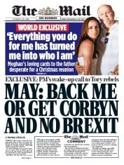 The Mail on Sunday (UK) Newspaper Front Page for 9 December 2018