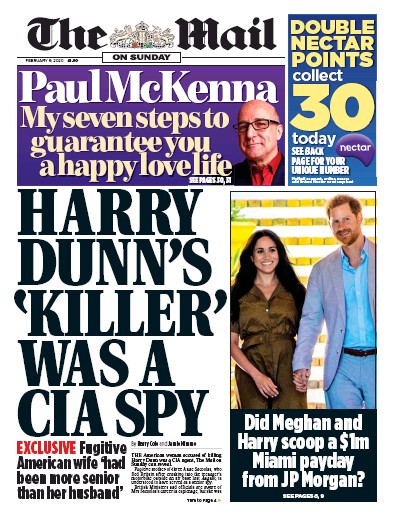 The Mail on Sunday Newspaper Front Page (UK) for 9 February 2020