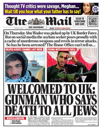The Mail on Sunday Newspaper Front Page (UK) for 9 March 2025