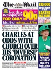 The Mail on Sunday front page for 9 April 2023