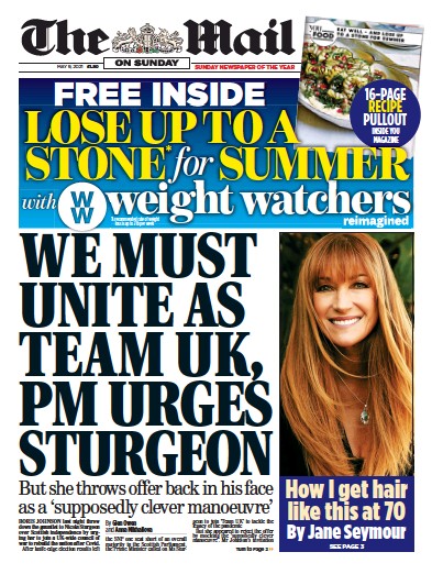 The Mail on Sunday Newspaper Front Page (UK) for 9 May 2021