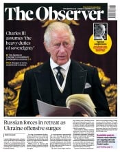 The Observer front page for 11 September 2022
