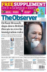 The Observer (UK) Newspaper Front Page for 12 January 2014