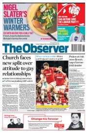 The Observer (UK) Newspaper Front Page for 12 February 2017