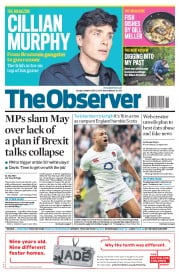 The Observer (UK) Newspaper Front Page for 12 March 2017