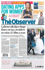 The Observer (UK) Newspaper Front Page for 12 April 2015