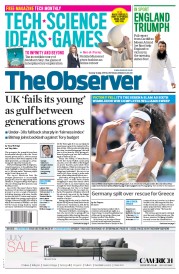 The Observer Newspaper Front Page (UK) for 12 July 2015