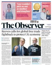 The Observer front page for 13 April 2025