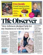 The Observer (UK) Newspaper Front Page for 14 November 2021