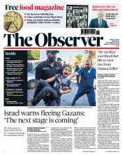 The Observer front page for 15 October 2023