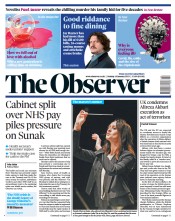 The Observer front page for 15 January 2023