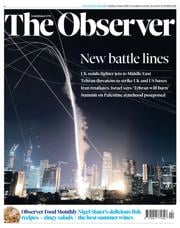The Observer front page for 15 June 2025