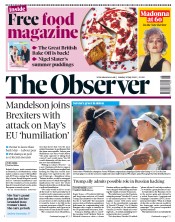 The Observer (UK) Newspaper Front Page for 15 July 2018