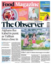 The Observer (UK) Newspaper Front Page for 15 August 2021