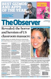 The Observer Newspaper Front Page (UK) for 16 December 2012