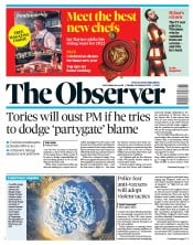 The Observer front page for 16 January 2022