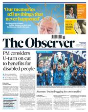 The Observer front page for 16 March 2025