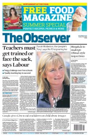 The Observer (UK) Newspaper Front Page for 16 June 2013