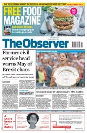 The Observer (UK) Newspaper Front Page for 16 July 2017