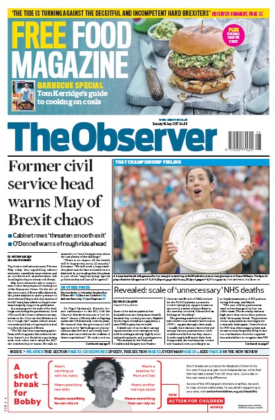 The Observer Newspaper Front Page (UK) for 16 July 2017