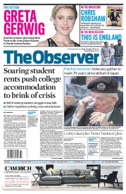 The Observer (UK) Newspaper Front Page for 16 August 2015