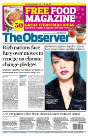 The Observer (UK) Newspaper Front Page for 17 November 2013