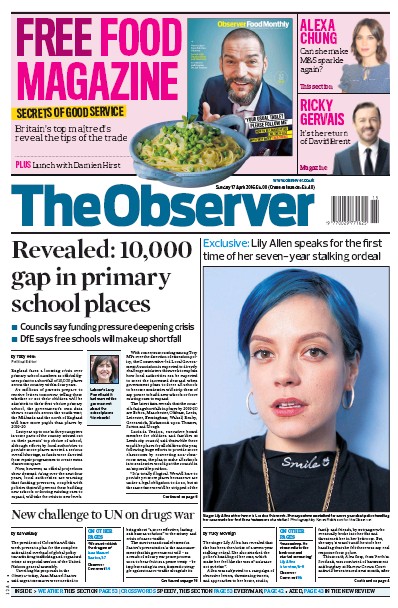 The Observer Newspaper Front Page (UK) for 17 April 2016
