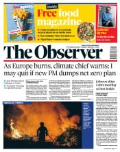 The Observer front page for 17 July 2022