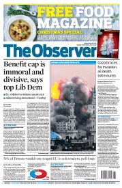 The Observer (UK) Newspaper Front Page for 18 November 2012