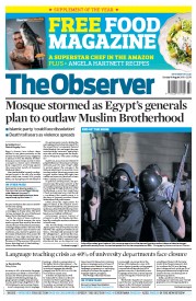 The Observer Newspaper Front Page (UK) for 18 August 2013