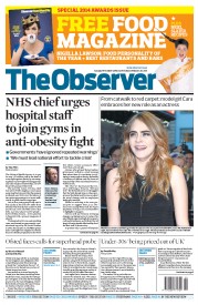 The Observer Newspaper Front Page (UK) for 19 October 2014